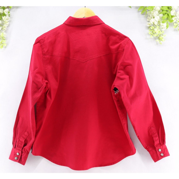 Vintage Adobe Rose Horses Embroidered Western Rodeo Button Red Shirt Sz XL - Picture 2 of 11